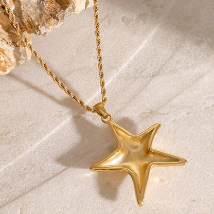 Youthway Threaded Starfish Stainless Steel  Pendant Necklace 18K Gold Plated Waterproof Fashion Jewelry New For Women Men