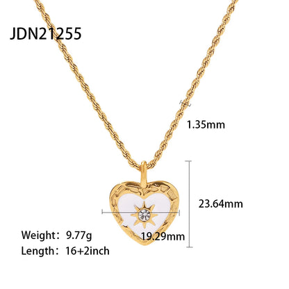 Metal Texture Stainless Steel Pearl Cubic Zirconia Pendant Necklace PVD Gold Plated Waterproof Jewelry For Women 2022 NEW