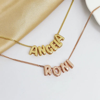 Youthway 18K Gold Minimalist Thick Balloon Bubble Alphabet Necklace Women Stainless Steel Initial Letter Pendant Collar Jewelry