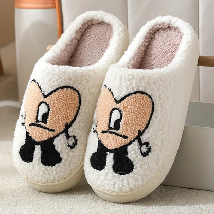 Evshine Women Winter Furry Cotton Slippers Indoor Warm Comfortable Plush House Slippers Soft Non-slip Fur Fluffy Bedroom Slides