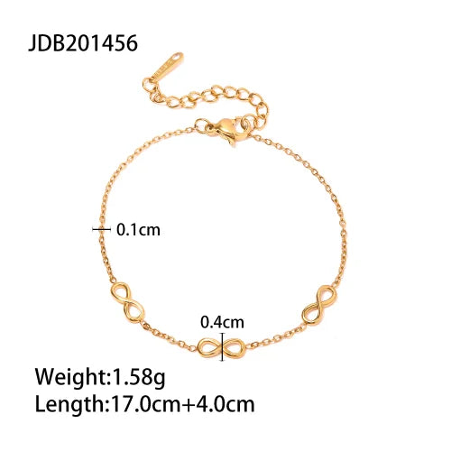 Youthway New Pattern Stainless Steel Rice Bead Chain Ring Bracelet 18K Gold Plated Fashion Jewelry for Women Gift