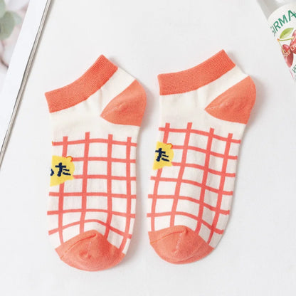 Cartoon Grid Woman Socks