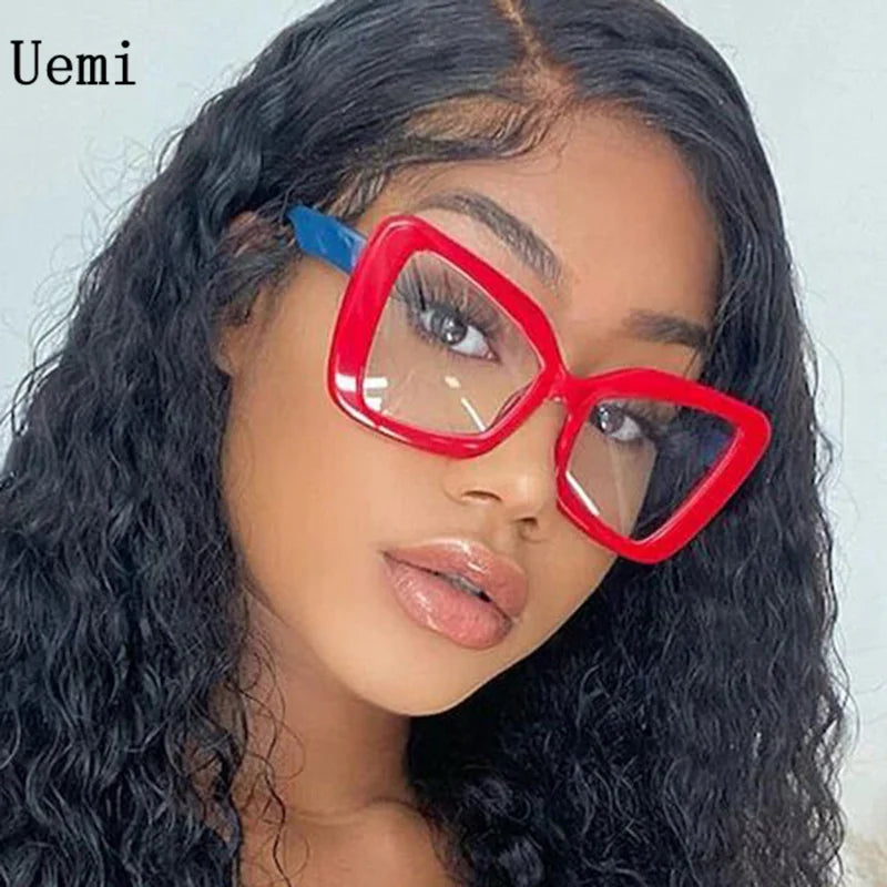 New Fashion Irregular Square Anti Blue Light Women Glasses Frame Vintage Clear Transparent Lens Trending Female Eyewear