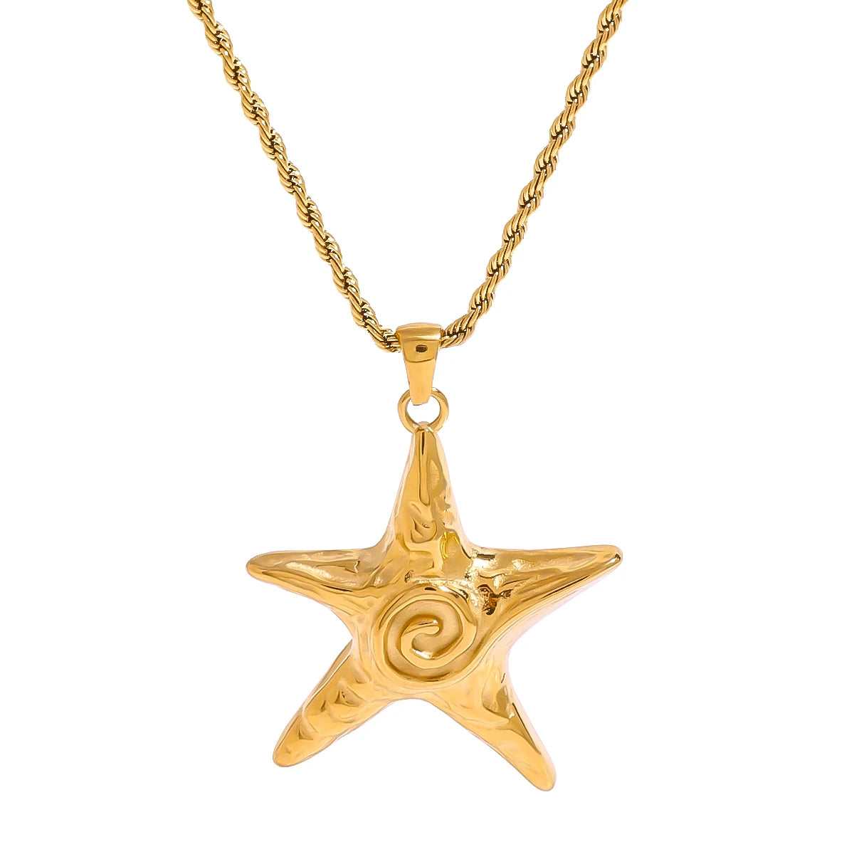 Youthway Threaded Starfish Stainless Steel  Pendant Necklace 18K Gold Plated Waterproof Fashion Jewelry New For Women Men