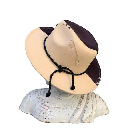 chapeu Handmade irregularly sewn denim patch Fedora hat