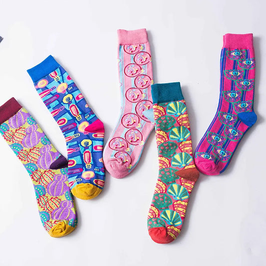 Fashion Streetwear Funny Socks Women Cartoon Ladies Long Socks Cotton for Autumn and Winter Colorful Meias 406