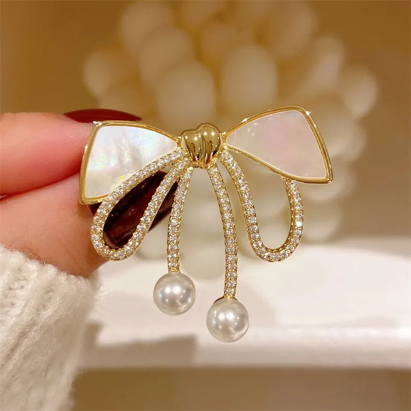 Rhinestone Bow Brooches for Women Large Bowknot Brooch Pin Vintage Fashion Jewelry Winter Accessories