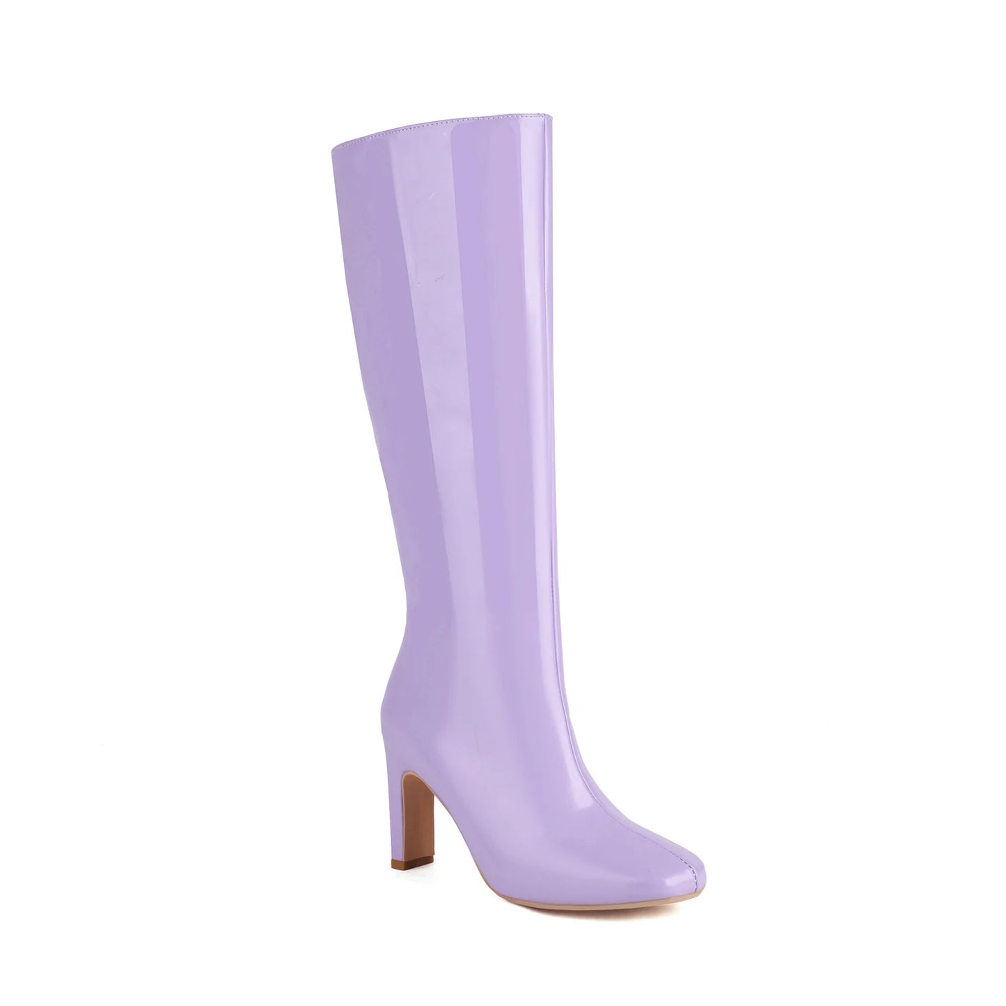 2024 Plus Size Ultra High Contoured Flat Heels Concise Women's Knee Boots Square Toe Side Zippers Candy Colored Sweet Cute Boot