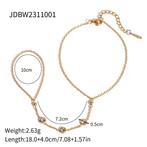 Youthway New Pattern Stainless Steel Rice Bead Chain Ring Bracelet 18K Gold Plated Fashion Jewelry for Women Gift