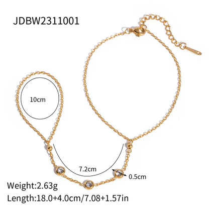 Youthway New Pattern Stainless Steel Rice Bead Chain Ring Bracelet 18K Gold Plated Fashion Jewelry for Women Gift