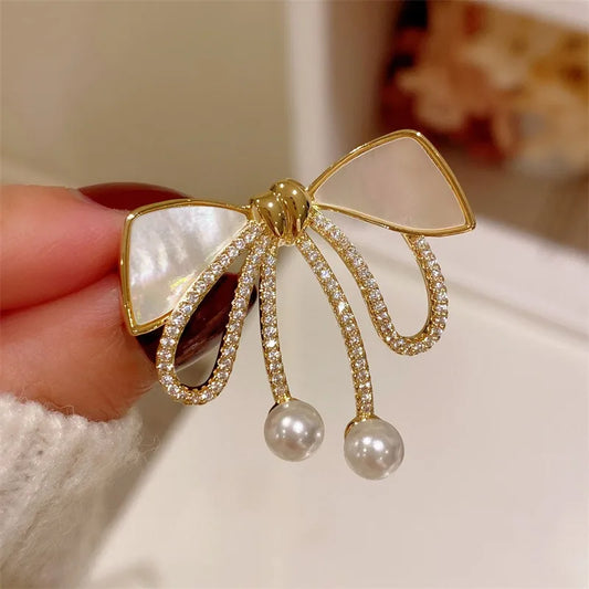 Rhinestone Bow Brooches for Women Large Bowknot Brooch Pin Vintage Fashion Jewelry Winter Accessories