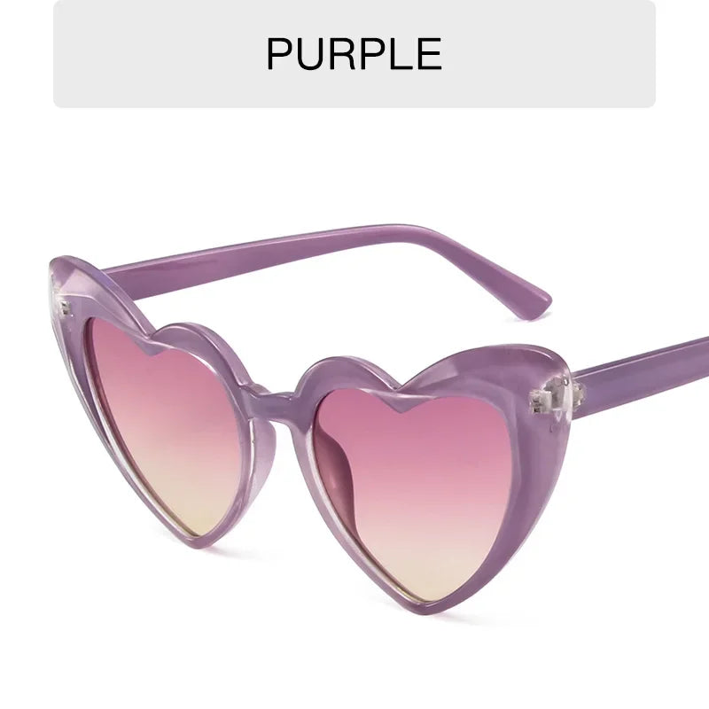 Designer Fashion Heart Sunglasses For Women Trendy Lovely Purple Girl's Sun Glasses UV400 Outdoor Party Shades Accessory