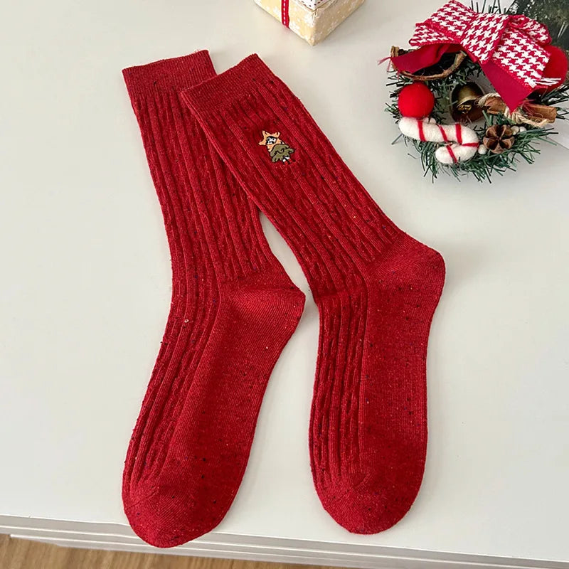 Autumn Winter Christmas Designer Socks Cotton Middle