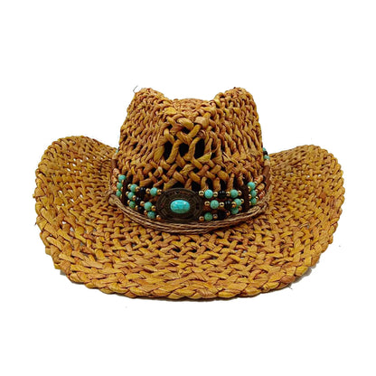 Corn Husk Material Cowboy Straw Hat Panama Visor Women's Elegant Western Cowboy Hat Men's  sombrero