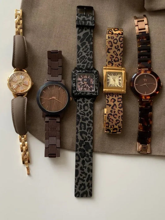 Vintage Brown Multi-style Women's Watch Square Dial Leopard Pattern Band Personalized Fashion Watch Luxury Watch Gift for Lovers