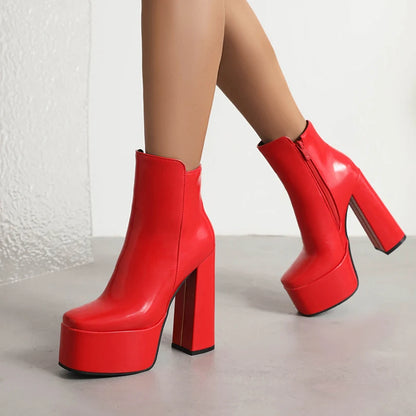 High Platform Square Toe Super High Thick Heels