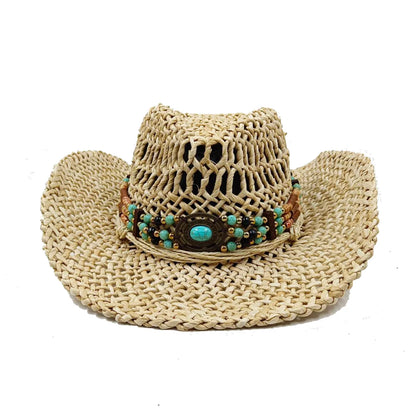 Corn Husk Material Cowboy Straw Hat Panama Visor Women's Elegant Western Cowboy Hat Men's  sombrero