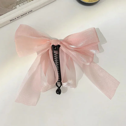 Korean Fashion Ribbon Bow Hair Claw Clip Elegant Banana Gripper Ponytail Clip for Women Girls Headwear Hair Accessories