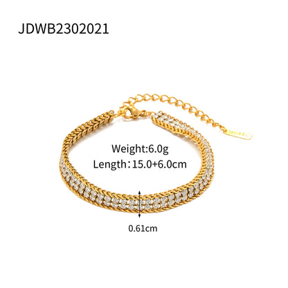 Youthway Luxury Double Layer White Cubic Zirconia Bracelet High Quality Fashion Jewelry Waterproof for Women Men Gift