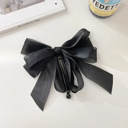 Korean Fashion Ribbon Bow Hair Claw Clip Elegant Banana Gripper Ponytail Clip for Women Girls Headwear Hair Accessories