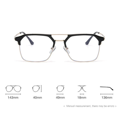 DYTYMJ Large Frame Trend Anti Blue Light Glasses for Men Mirror Metal Half Frame Eye Glasses Frames for Men Marcos De Lentes