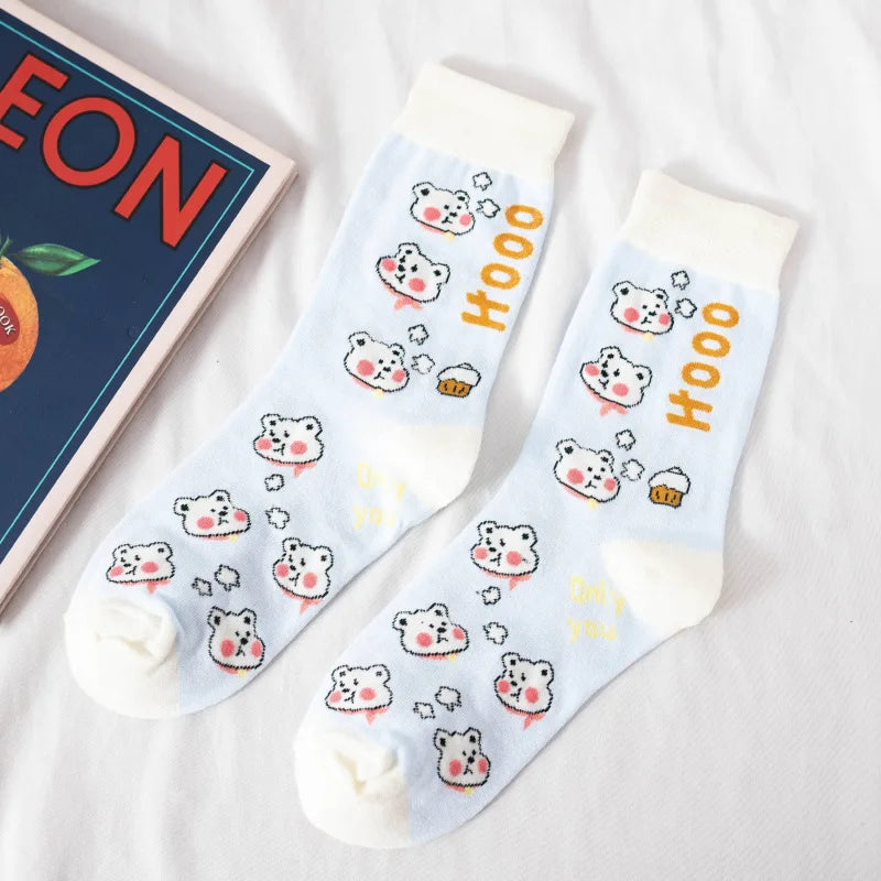 Cartoon Grid Woman Socks