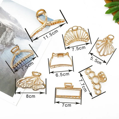 Metal Shell Geometric Hair Claws Clamps Metal Hair Crabs Moon Shape Hairpins Solid Color Clip Women Korean Hair Accessories