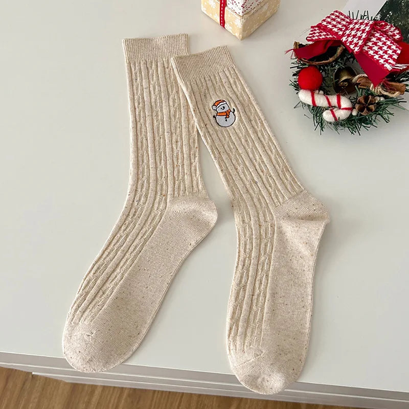 Autumn Winter Christmas Designer Socks Cotton Middle