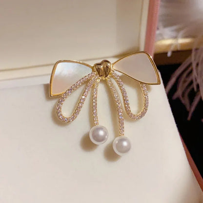 Rhinestone Bow Brooches for Women Large Bowknot Brooch Pin Vintage Fashion Jewelry Winter Accessories