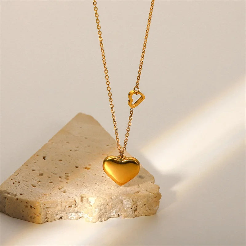 Stainless Steel Heart Pendant Necklaces Fashion Fine Jewelry Minimalism Lovers Love Heart Charms Love Keepsake Jewelry