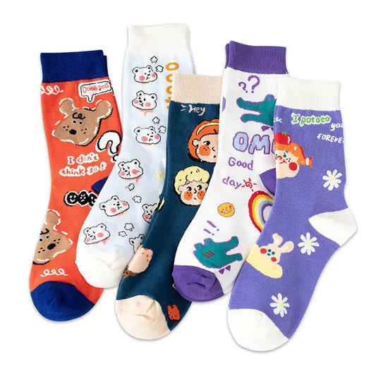 Kawaii Cartoon Spring Autumn Woman Socks Cotton Japanese Korean Style Funny Socks Women for Ladies 3701