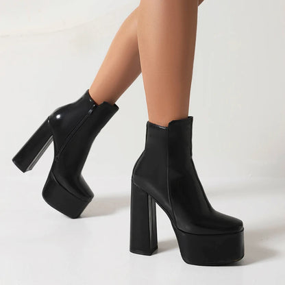 High Platform Square Toe Super High Thick Heels