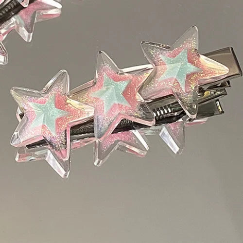 1pcs 5cm Y2K Hairpin Three Shiny Star Hair Clip Summer Fashion Bangs Bobby Pin Hair Accessories for Women Cool Girls Headwear