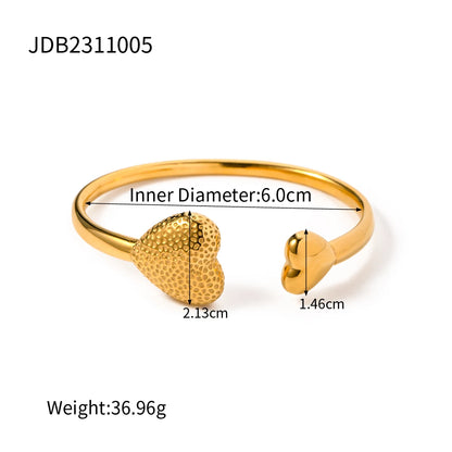 Youthway Stainless Steel Hammer Pattern Love Asymmetric Bangle Trendy Women 18 K PVD Plated High Quality Golden Jewelry