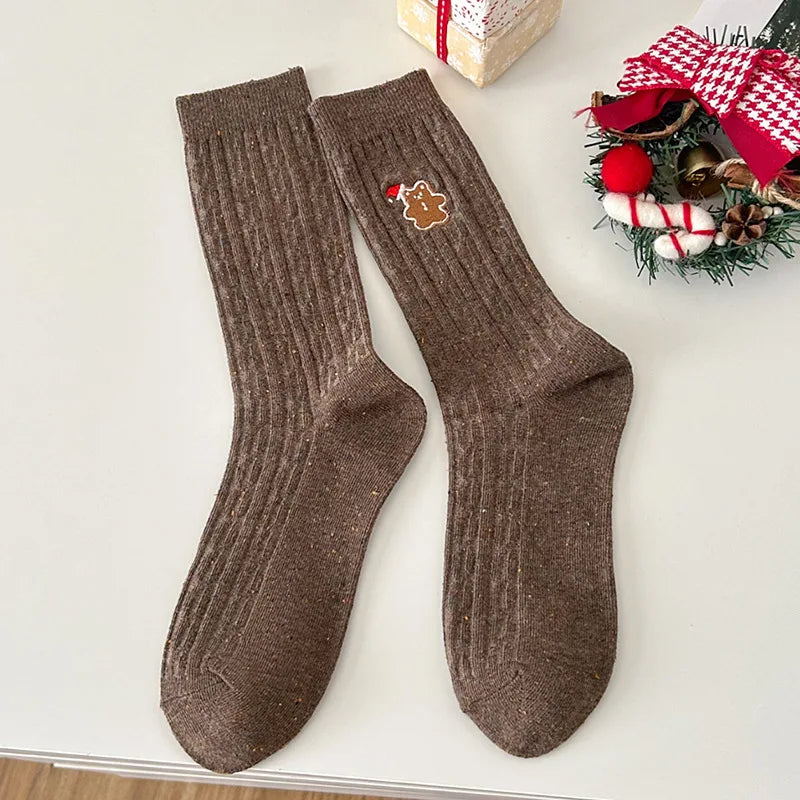 Autumn Winter Christmas Designer Socks Cotton Middle