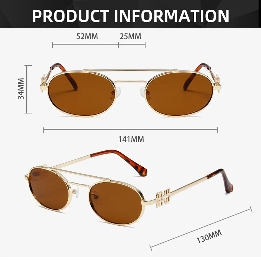 Oval Retro Sunglasses Women Fashion Metal Frame Eyeglasses Women Personality Simple 2024 Glasses Women Gafas De Sol Mujer