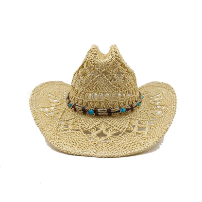 Corn Husk Material Cowboy Straw Hat Panama Visor Women's Elegant Western Cowboy Hat Men's  sombrero