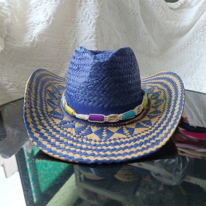 Corn Husk Material Cowboy Straw Hat Panama Visor Women's Elegant Western Cowboy Hat Men's  sombrero