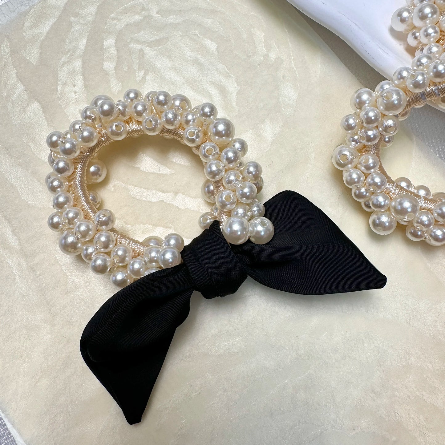 Small Hair Ties: Handmade with unique and attractive faux pearl embellishments.