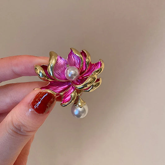 Lotus Flower Enamel Pin Women's Pins And Brooches Fashion Brooch Weddings Bouquet Clothes Jewelry Accessories Gift For Women