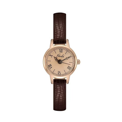 Women's Vintage Brown Fine Leather Strap Small Quartz Watch kadin kol saati orjinal geschenk für frauen wrist watch for girls