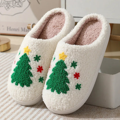 Evshine Women Winter Furry Cotton Slippers Indoor Warm Comfortable Plush House Slippers Soft Non-slip Fur Fluffy Bedroom Slides