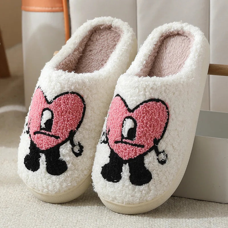 Evshine Women Winter Furry Cotton Slippers Indoor Warm Comfortable Plush House Slippers Soft Non-slip Fur Fluffy Bedroom Slides