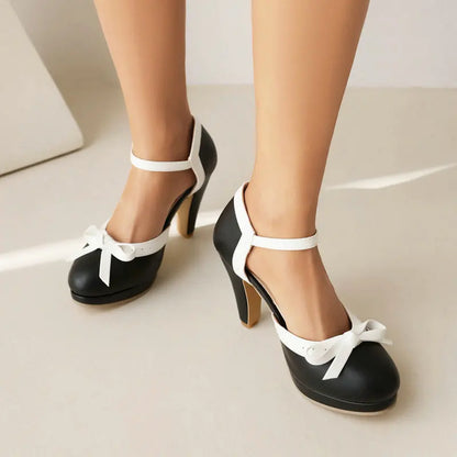 White Pink Contrast Color Striped Closed Toe Korean Style Lovely Girls Mary Janes Summer Pumps Wedding Shoes Bride Heels Sandals