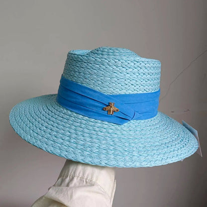 French straw hat summer sun hat tri-fold with letter accessories beach hat outdoor travel anti-UV women's hat  여름모자 gorras