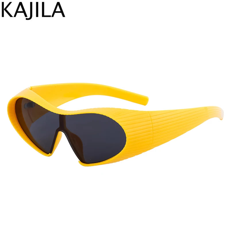 Oversized Cat Eye Punk One-Piece Futuristic Sunglasses Women 2024 Luxury Brand Y2K Sun Glasses For Ladies Retro 2000's Goggle