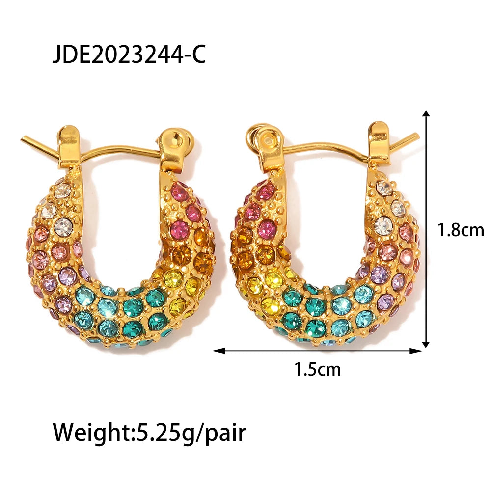 Youthway Trendy Small Colorful Stainless Steel Earrings Stylish Shiny  Earrings бижутерия для женщин Engagement Gift