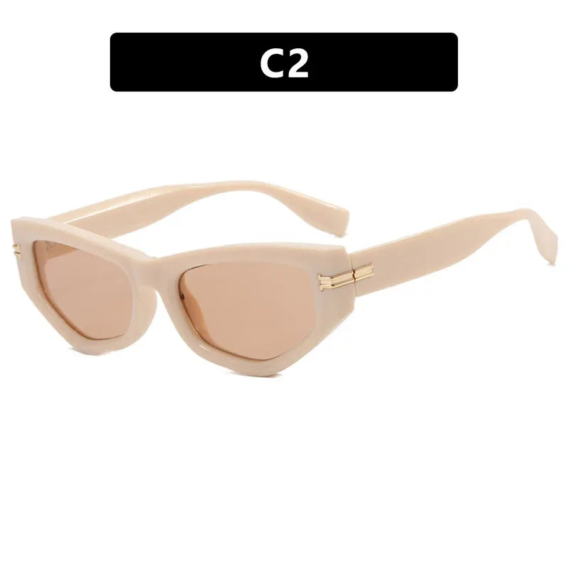 Women Cat Eye Sunglasses 2025 Luxury Brand Designer Vintage Irregular Frame Gradient Eyewear UV400 Shades Women's Sunglasses