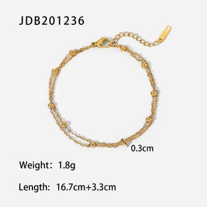 Youthway New Pattern Stainless Steel Rice Bead Chain Ring Bracelet 18K Gold Plated Fashion Jewelry for Women Gift