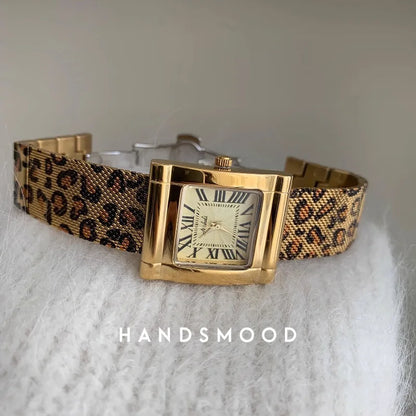 2025 New Women's Watch Square Dial Leopard Pattern Band Personalized Fashion Watch Luxury Watch Gift for Lovers